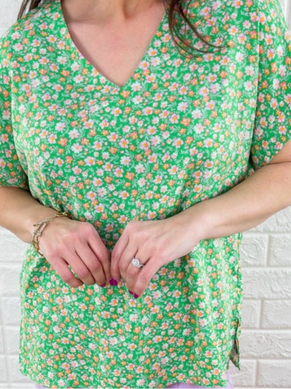 Floral V-Neck Boxy Blouse